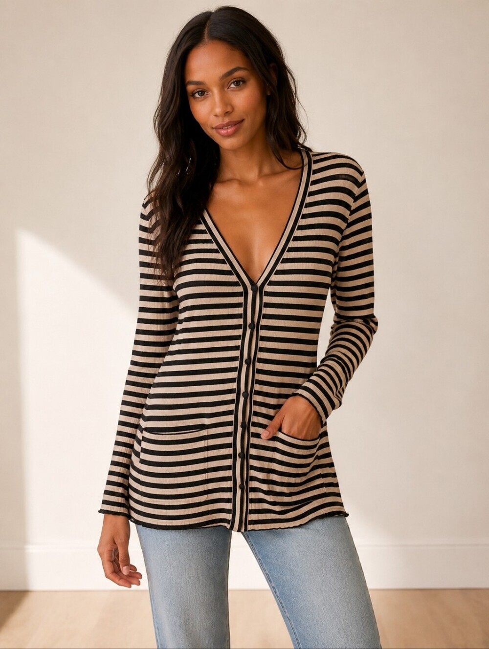 ❤ REVOLVE ONLY HEARTS BUTTON DOWN RIBBED CARDIGAN/TOP WITH POCKETS, SMALL